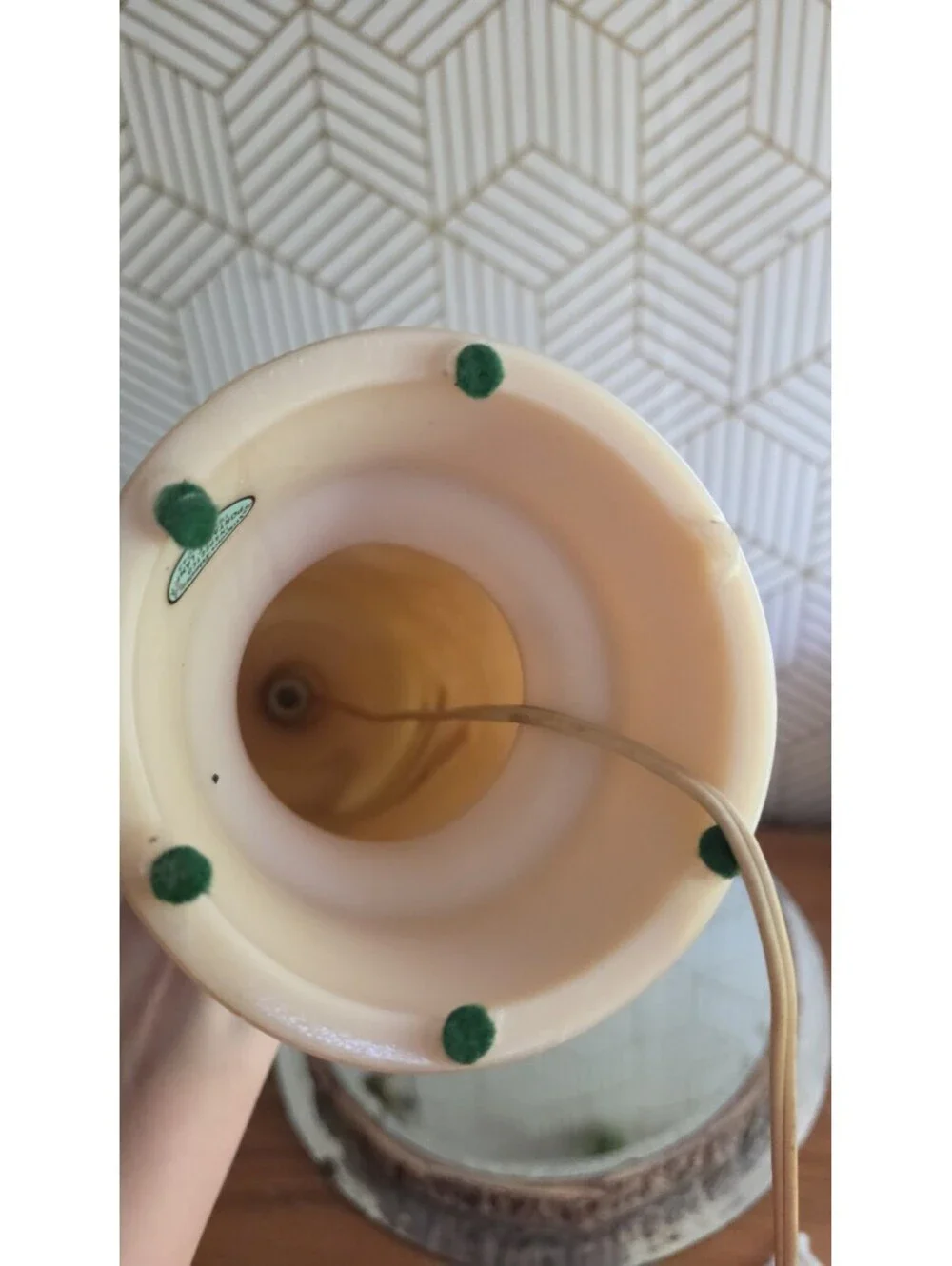 Vintage Aladdin Alacite Chartreuse Lily Of The Valley Lamp 3 Way Light Up Base